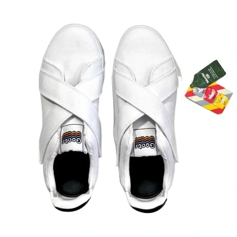 GOATS The 728 Women’s White Platform Sneakers Cross Straps Slip On Size 9 NWT